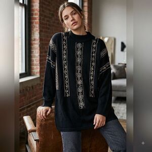 Vintage Victoria Jones size 4X gold silver ramie cotton sweater.